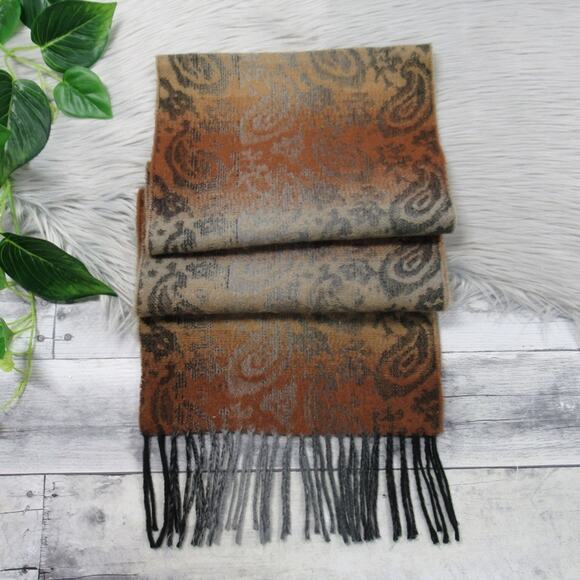 CEJON Ombre Paisley Woven Scarf Fringe Trim One Size - Picture 6 of 9